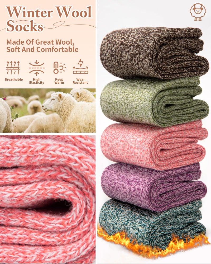 YSense جوارب صوف YSense للنساء، جوارب شتوية هدايا للنساء دافئة للمشي في الطبيعة - Image 3